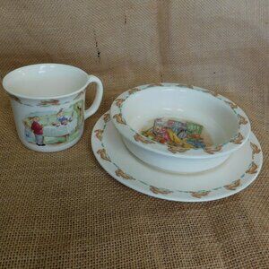 Royal Doulton Bunnykins English Child's Dinnerware Bowl Plate Cup Vintage